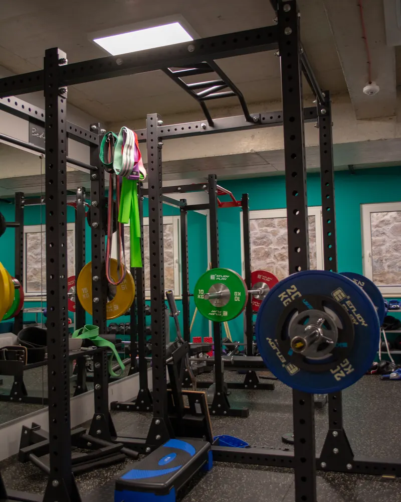 Squat racks and free weights in the private training studio in Sliema, Malta
